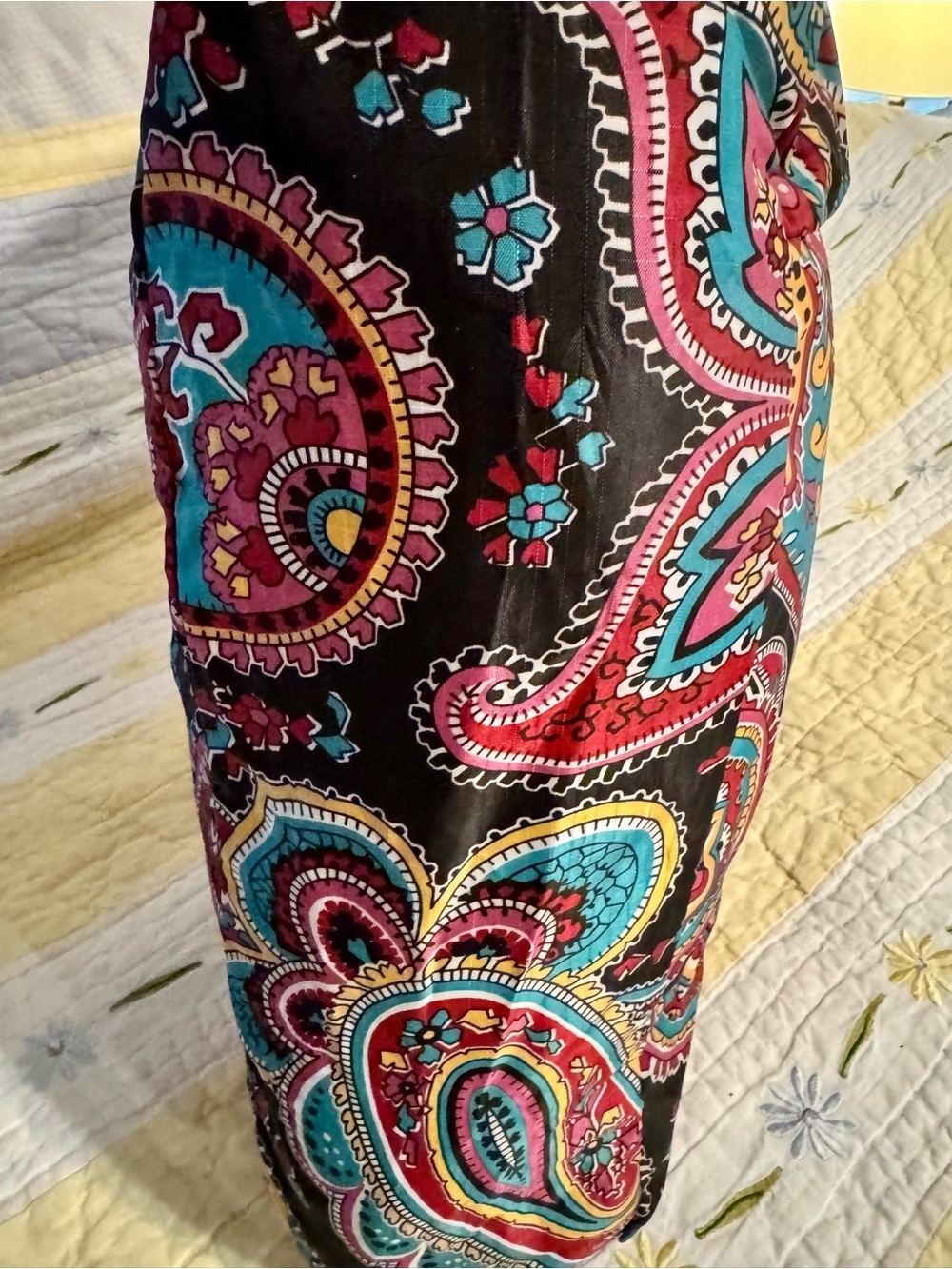 Black Paisley Print Vera Bradley Nylon Tote Bag with Pink & Teal Accents - Picture 5 of 5